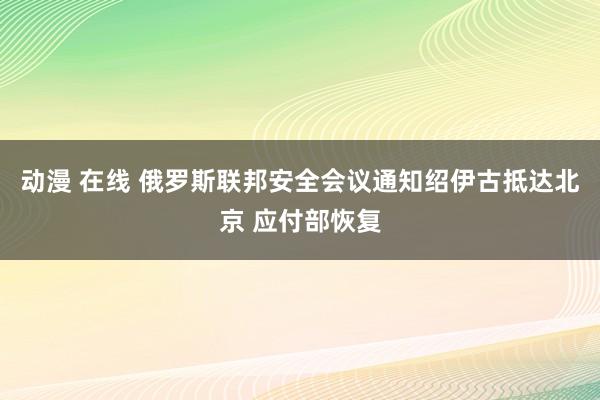 动漫 在线 俄罗斯联邦安全会议通知绍伊古抵达北京 应付部恢复